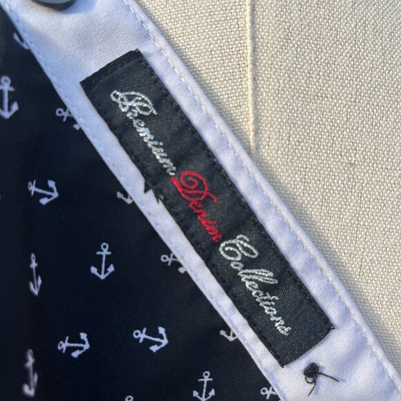 Fried Denim NYC Navy Blue Anchor Print!  Size Medium - Slim Fit - Picture 6 of 7